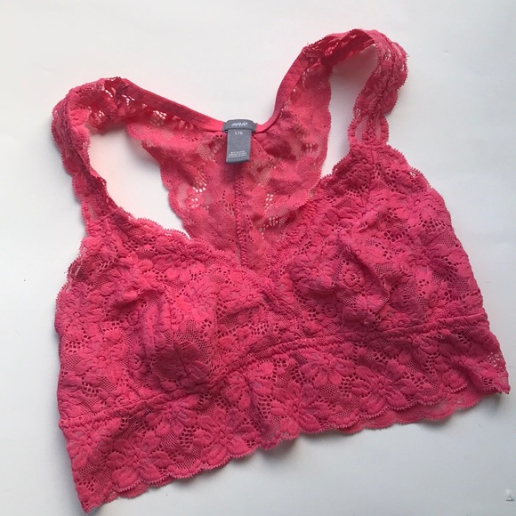 AERIE Lace Bralette Pink Coral Stretchy - Picture 4 of 5
